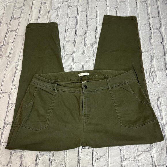 Cato Plus Size 18W Olive Green Pants | Hi-Rise Stretch Cotton - Picture 1 of 5